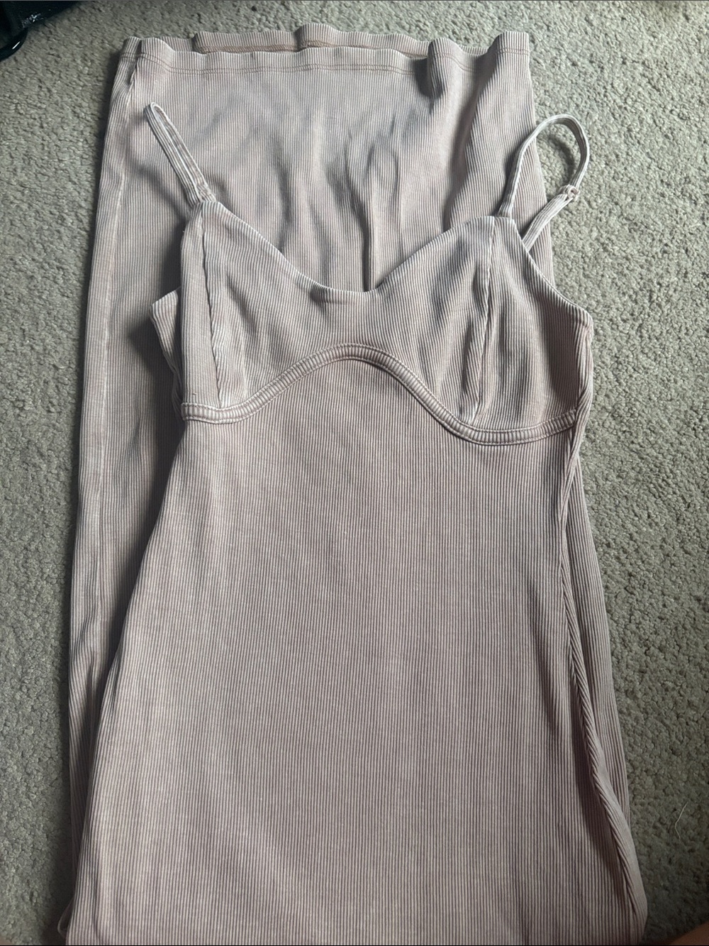 Miss Selfridge Blush Ribbed Slip Dress